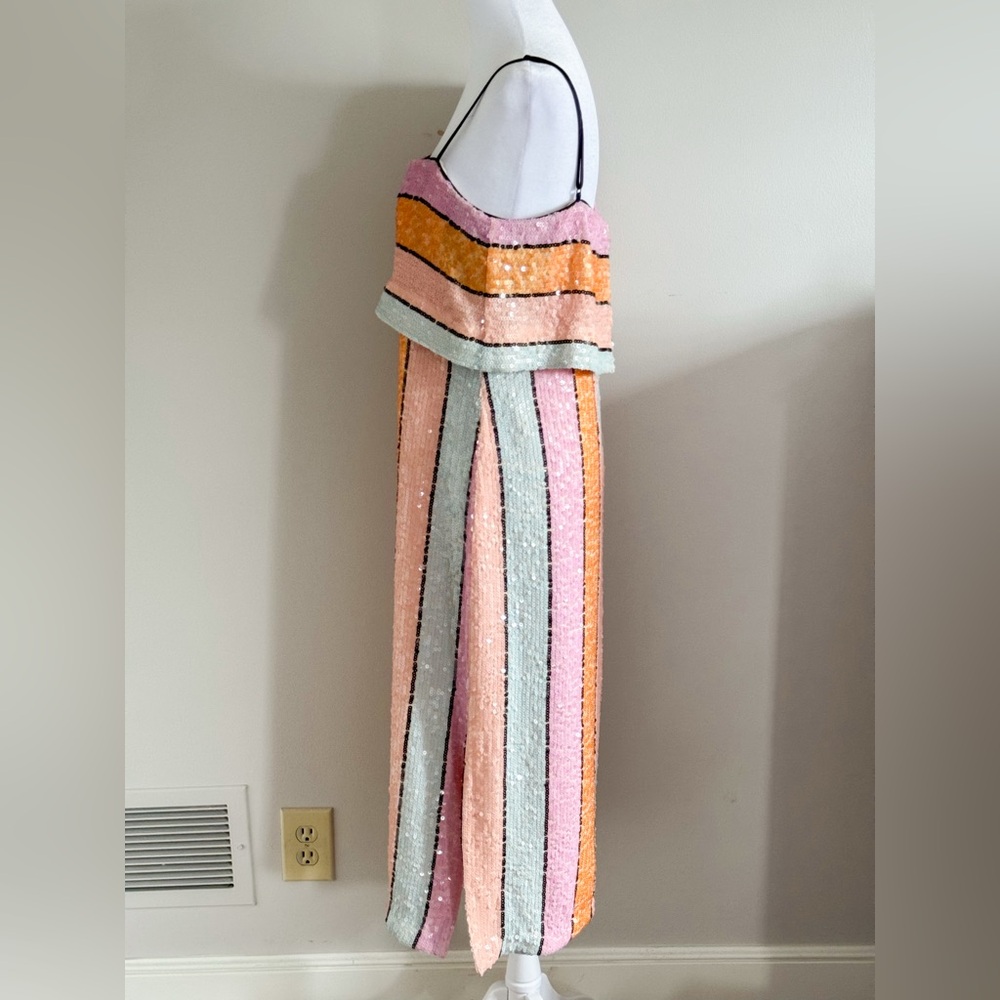 Gianni Bini Pastel Stripe Midi Dress in Pink, Yellow, White - Picture 3 of 13